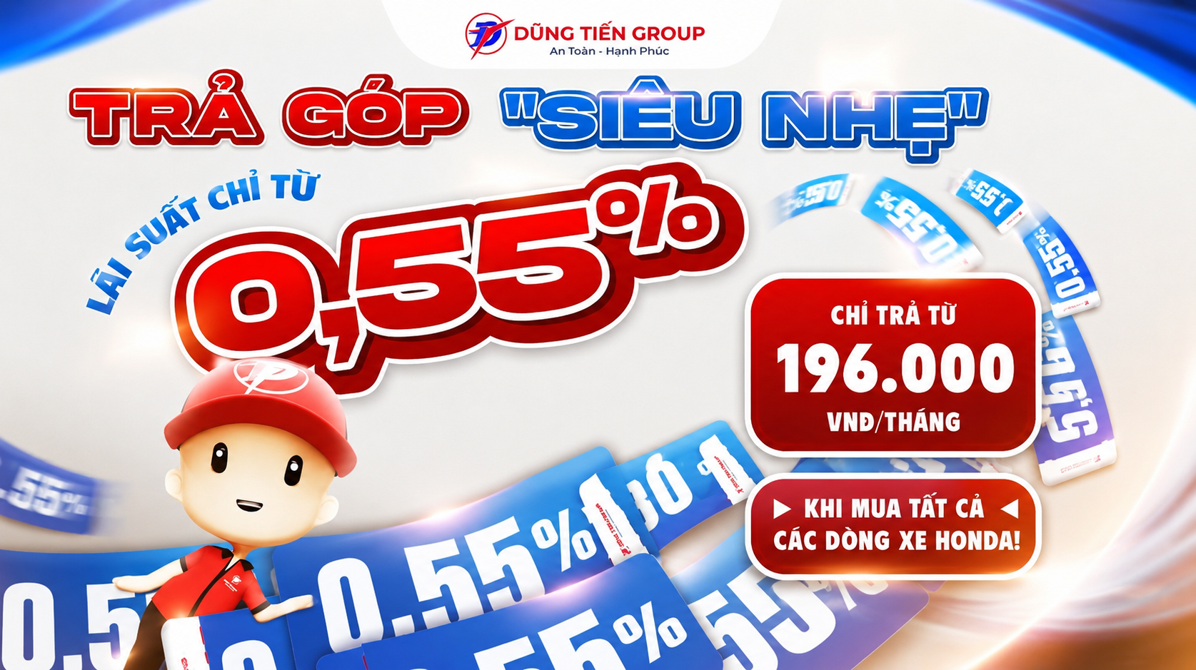 Trả Góp Xe Honda “Siêu Nhẹ” - Lãi Suất Chỉ Từ 0,55%/Tháng