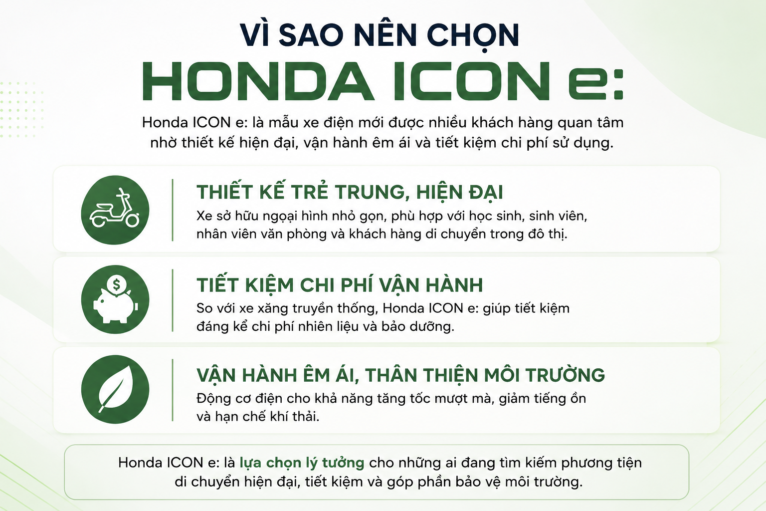 Vì Sao Nên Chọn Honda ICON e:?